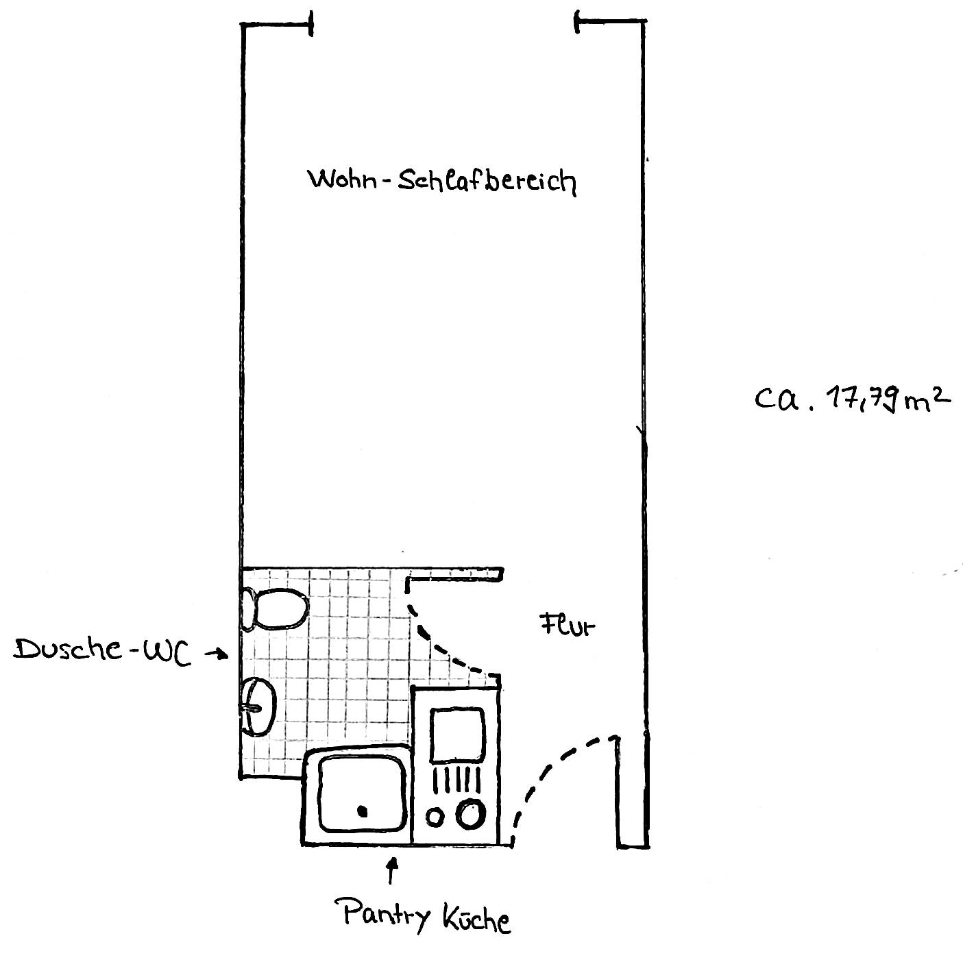 Studio zur Miete 170 € 1 Zimmer 17,8 m²<br/>Wohnfläche 2.<br/>Geschoss 01.02.2025<br/>Verfügbarkeit Feldstraße 1 Mittweida Mittweida 09648