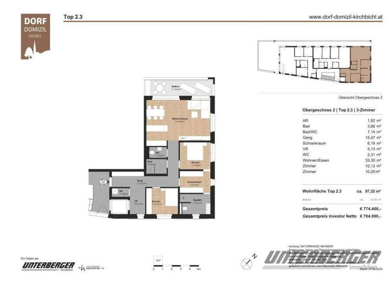 Wohnung zum Kauf - Erstbezug 774.400 € 3 Zimmer 96,6 m² Tirolerstraße 35 Kirchbichl 6322