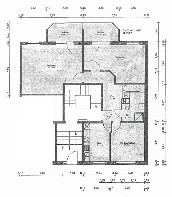 Wohnung zur Miete 561 € 3 Zimmer 84,9 m²<br/>Wohnfläche 4.<br/>Geschoss Pablo-Picasso-Straße 25 Hanns-Eisler-Platz / Kannenstieg Magdeburg, 4. Etage rechts 39128