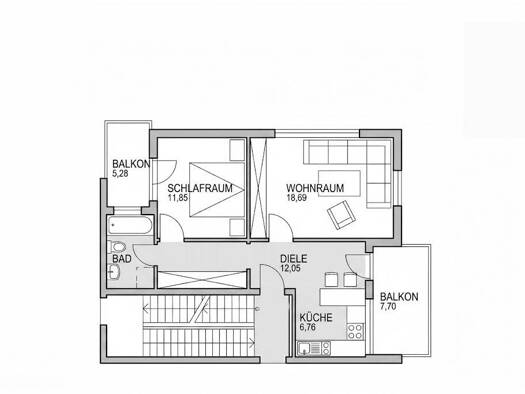 Wohnung zur Miete 430 € 2 Zimmer 60 m² Geschoss 1/2 frei ab 01.10.2026 Bad Wildbad Bad Wildbad 75323