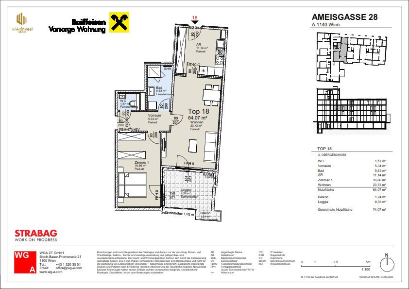 Wohnung zum Kauf 483.400 € 2 Zimmer 64,1 m²<br/>Wohnfläche 2.<br/>Geschoss ab sofort<br/>Verfügbarkeit Wien 1140