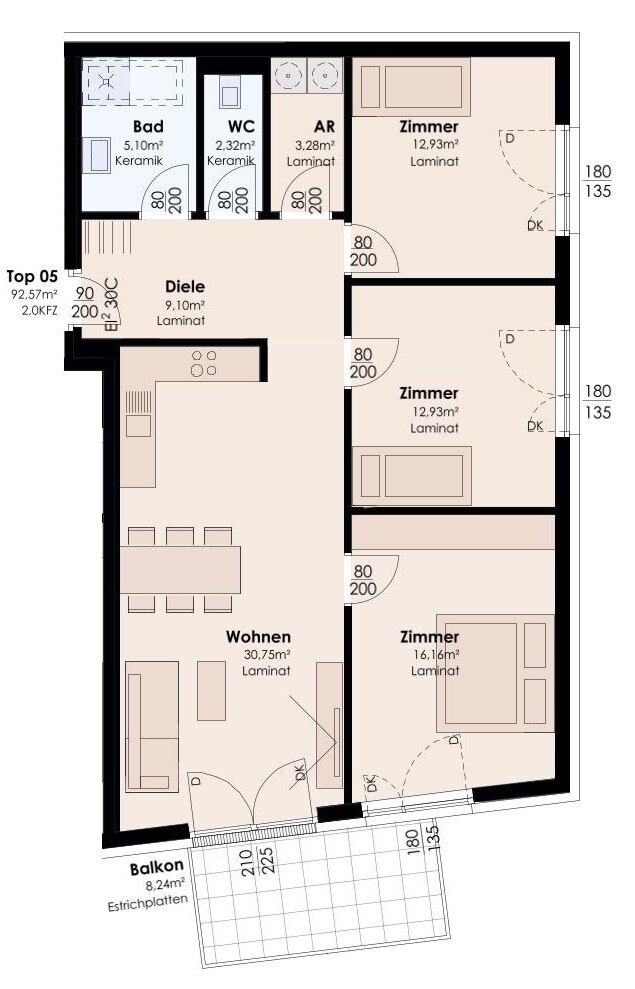 Wohnung zum Kauf 500.598 € 4 Zimmer 92,6 m²<br/>Wohnfläche Trins 6152