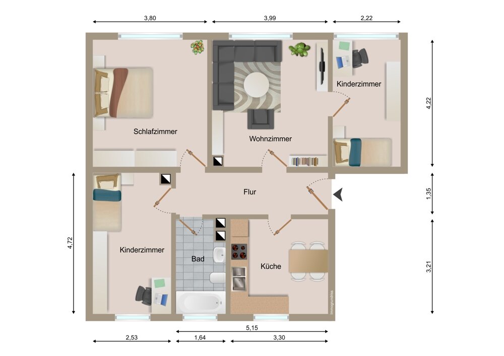 Wohnung zur Miete 468 € 4 Zimmer 76 m²<br/>Wohnfläche 1.<br/>Geschoss Zella-Mehlis 98544