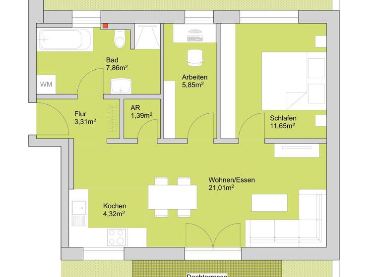 Penthouse zum Kauf provisionsfrei 424.900 € 3 Zimmer 58,4 m²<br/>Wohnfläche 3.<br/>Geschoss ab sofort<br/>Verfügbarkeit Schniegling Nürnberg 90427