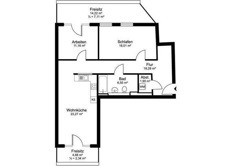 Wohnung zur Miete - Erstbezug 1.438 € 3 Zimmer 86,6 m² 5. Geschoss Pinneberg 25421