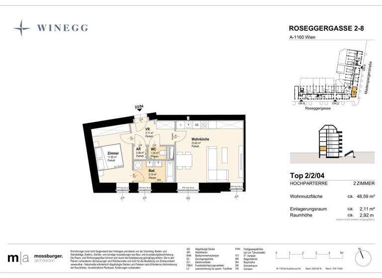 Wohnung zum Kauf - Erstbezug 284.700 € 2 Zimmer 48,6 m² EG Roseggergasse 2-8 Wien 1160