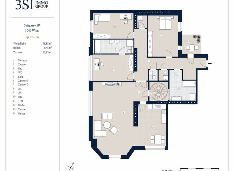 Wohnung zum Kauf - Erstbezug 1.899.000 € 4 Zimmer 178,9 m² 4. Geschoss Seisgasse Wien 1040