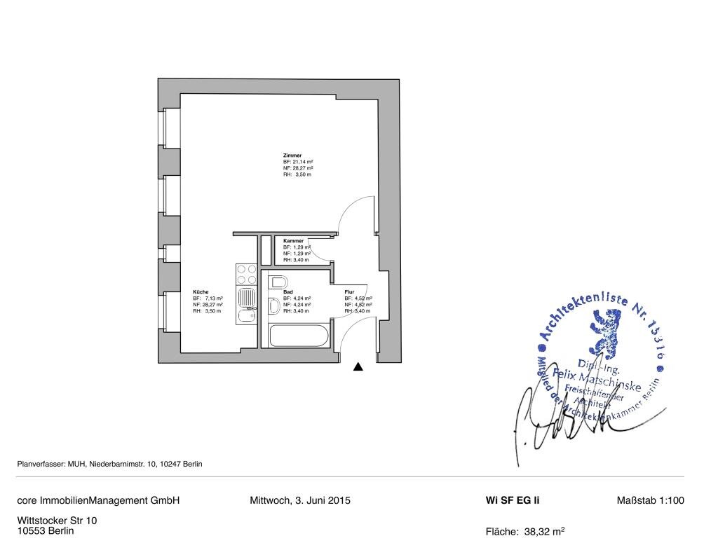 Wohnung zum Kauf 205.000 € 1 Zimmer 38,3 m²<br/>Wohnfläche EG<br/>Geschoss Wittstocker Straße 10 Moabit Berlin 10553