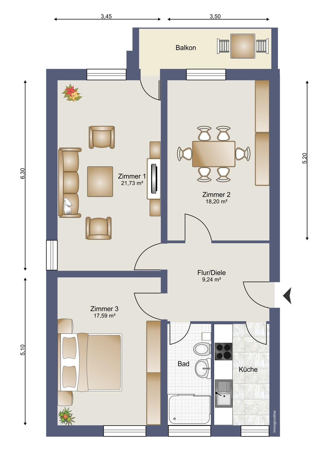 Wohnung zum Kauf 499.000 € 3 Zimmer 81,4 m²<br/>Wohnfläche 3.<br/>Geschoss Hansaviertel Berlin 10557