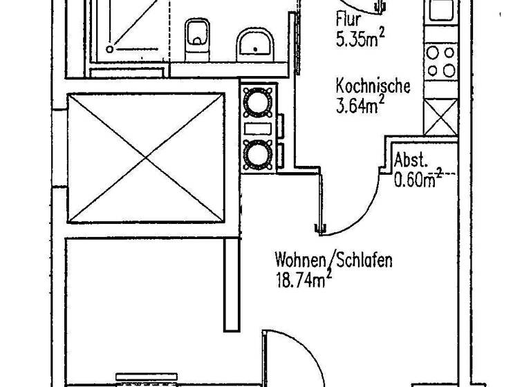 Studio zur Miete 325 € 1 Zimmer 35,8 m² 1. Geschoss Saalfelder Straße 12 Neulindenau Leipzig 04179