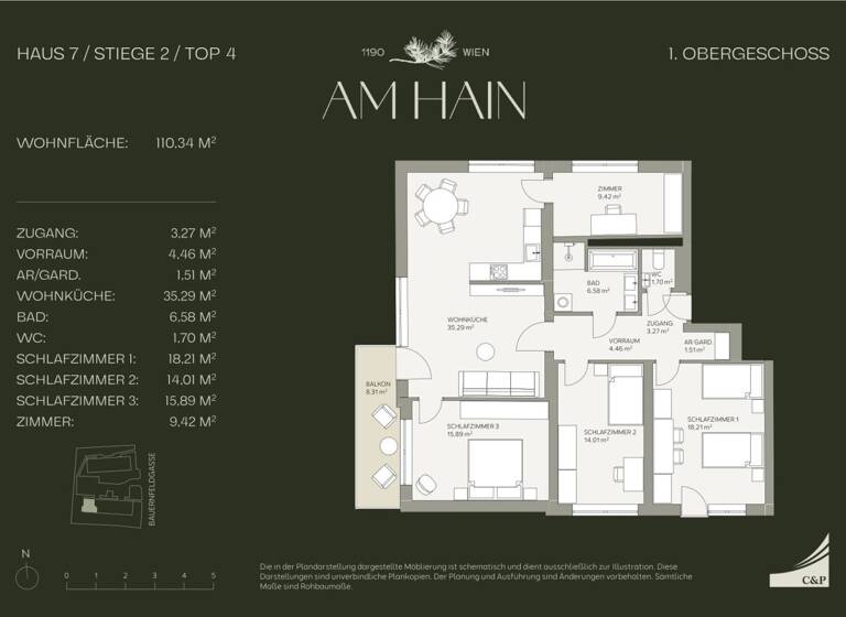 Wohnung zum Kauf - Erstbezug 1.050.000 € 5 Zimmer 110,3 m² Wien 1190