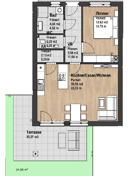 Wohnung zum Kauf 273.030 € 2 Zimmer 57 m²<br/>Wohnfläche EG<br/>Geschoss Seiersberg 8054