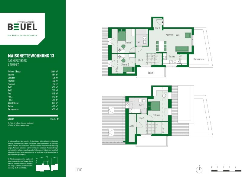 Wohnung zum Kauf provisionsfrei 843.900 € 4 Zimmer 117,4 m²<br/>Wohnfläche 4.<br/>Geschoss Vilich/Rheindorf Bonn 53225