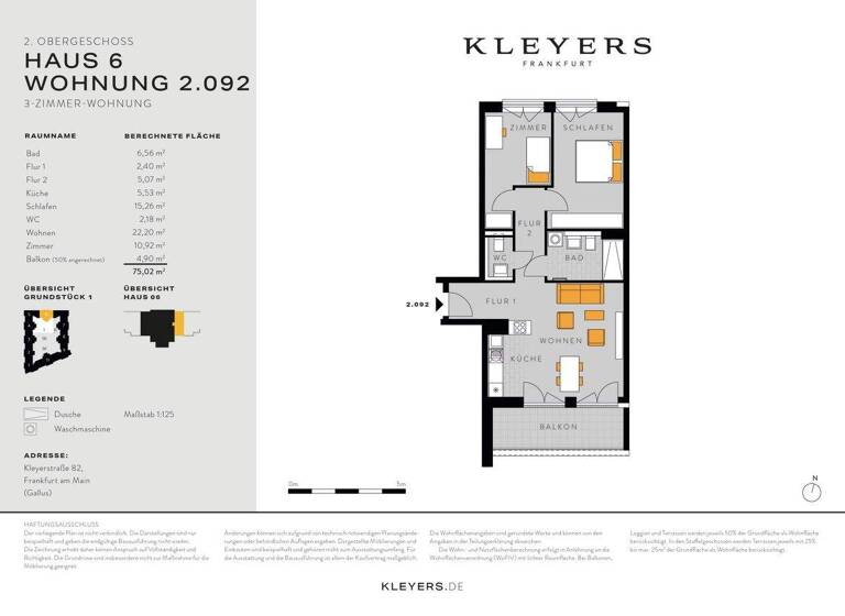 Wohnung zum Kauf - Erstbezug 564.900 € 3 Zimmer 75 m² 2. Geschoss Gallus Frankfurt 60326
