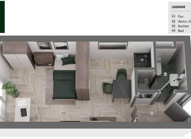 Studio zum Kauf 92.000 € 1 Zimmer 23 m² 2. Geschoss Grombühl Würzburg 97076