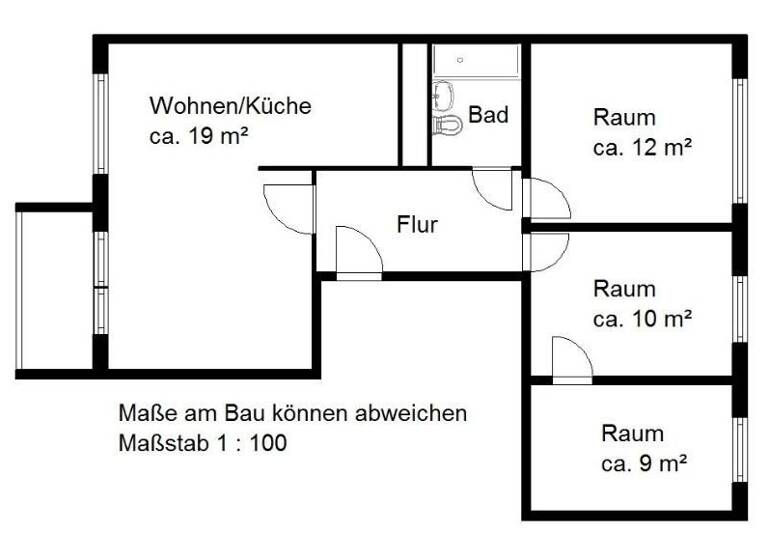 Wohnung zur Miete 323 € 4 Zimmer 64,5 m²<br/>Wohnfläche 2.<br/>Geschoss Fischerring 22 Heide Nord Halle (Saale) 06120
