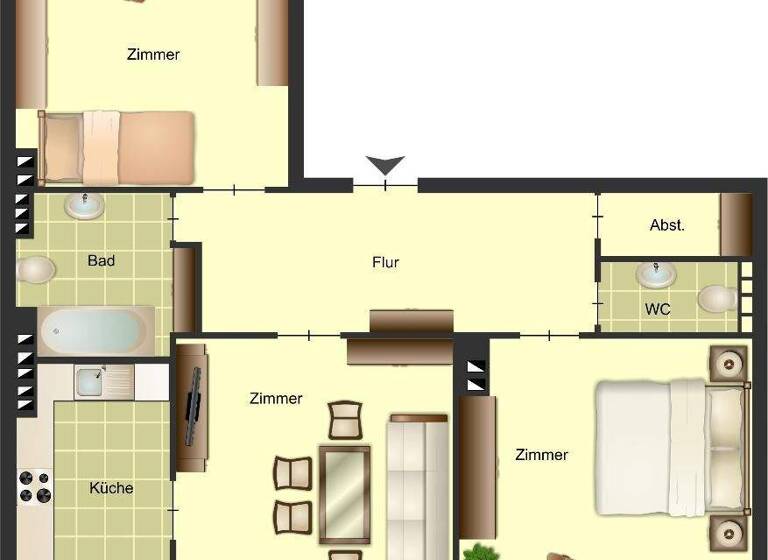 Wohnung zur Miete 589 € 3 Zimmer 65,4 m² 3. Geschoss frei ab 29.04.2026 Föhrenstraße 9 Solingen-Mitte Solingen 42651