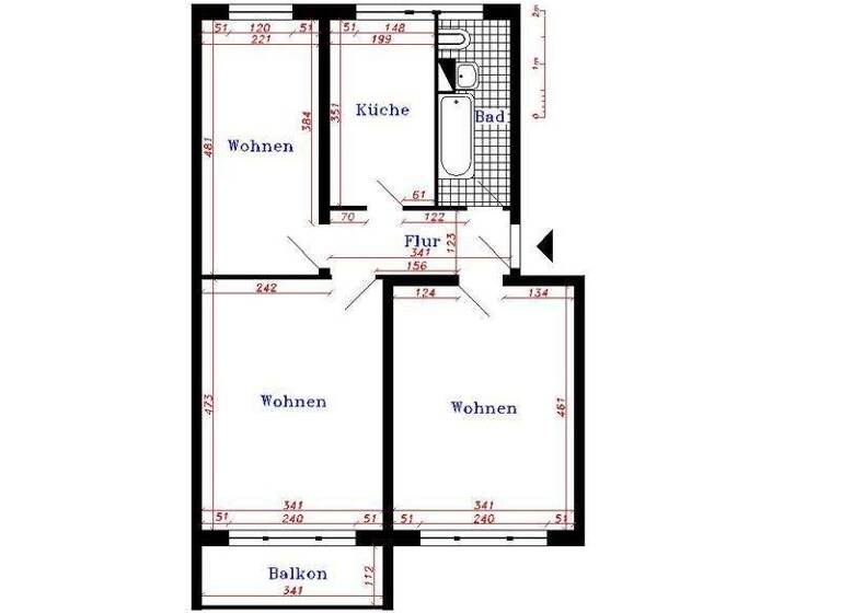 Wohnung zur Miete 412 € 2,5 Zimmer 60,8 m² Thale 06502
