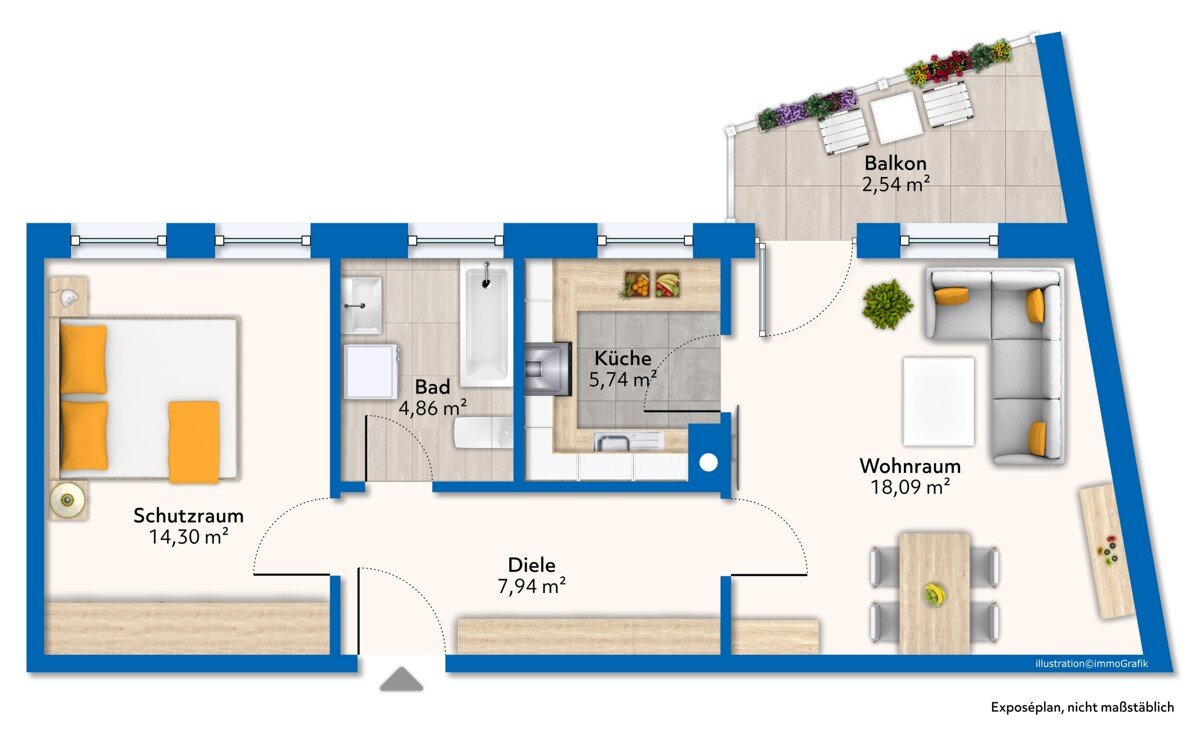 Wohnung zum Kauf 120.000 € 2 Zimmer 51,9 m²<br/>Wohnfläche 2.<br/>Geschoss Landau Landau an der Isar 94405