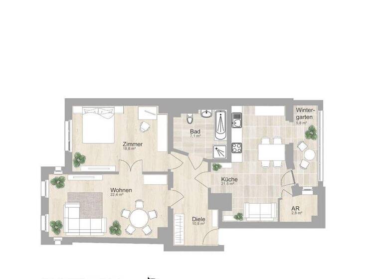 Wohnung zur Miete 703 € 2 Zimmer 89,3 m² 2. Geschoss frei ab 15.03.2026 Elsbethstr. 17 Gohlis-Süd Leipzig 04155