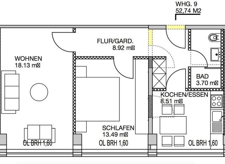 Wohnung zur Miete 590 € 2 Zimmer 52,7 m² 5. Geschoss frei ab 01.05.2026 Haidenhof-Nord Passau 94032