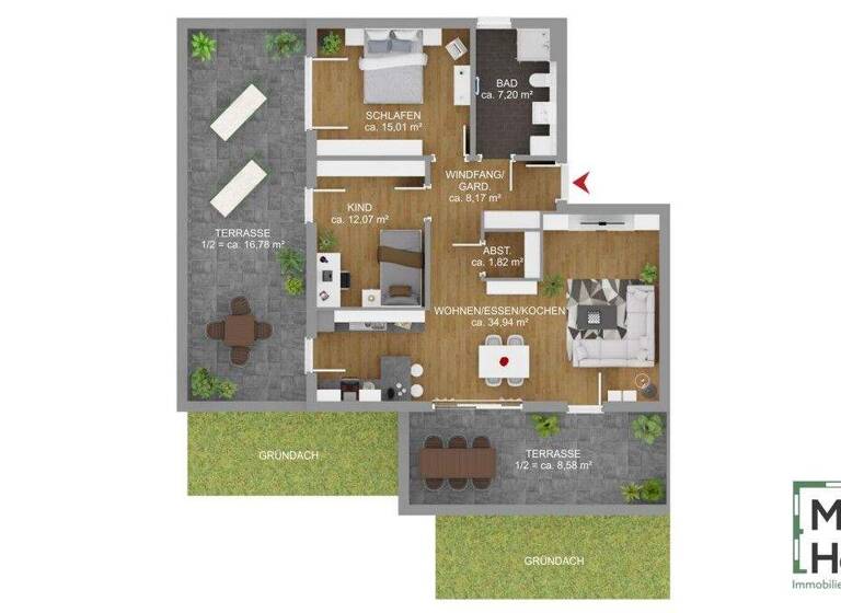 Penthouse zum Kauf - Erstbezug provisionsfrei 449.900 € 3 Zimmer 104,7 m² 2. Geschoss Mietraching Deggendorf 94469