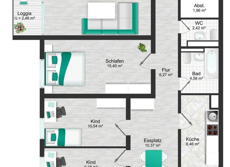 Wohnung zur Miete 2.183 € 4 Zimmer 99,2 m² 3. Geschoss frei ab sofort Appenzeller Straße 111 Thalk.Obersendl.-Forsten-Fürstenr.-Solln München 81475
