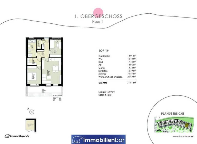 Wohnung zum Kauf - Erstbezug 335.700 € 3 Zimmer 71,5 m² 1. Geschoss Kienzlstraße 5 Bad Schallerbach 4701