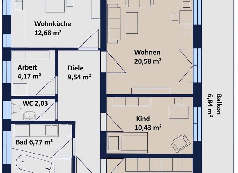 Wohnung zum Kauf 513.000 € 3,5 Zimmer 90 m² Geschoss 1/4 Bad Aibling 83043