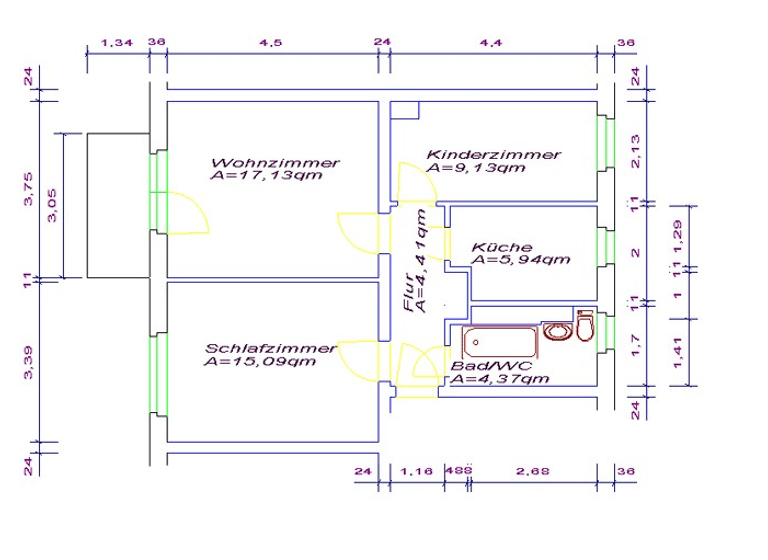 Wohnung zur Miete 508 € 3 Zimmer 58,4 m² 4. Geschoss Hannoversche Straße 65 Gohlis-Nord Leipzig 04157