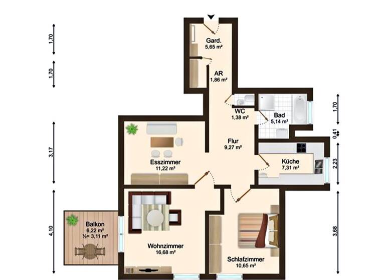 Wohnung zum Kauf provisionsfrei 135.000 € 3 Zimmer 75 m²<br/>Wohnfläche Dachgeschoss<br/>Geschoss Landsberg Landsberg 06188