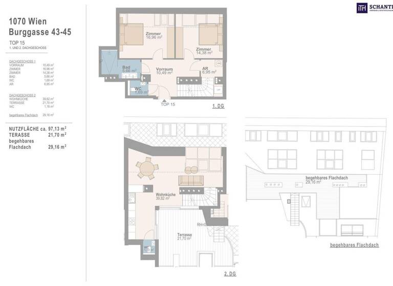 Wohnung zum Kauf - Erstbezug 1.329.000 € 3 Zimmer 97,1 m² 6. Geschoss Burggasse Wien,Neubau 1070