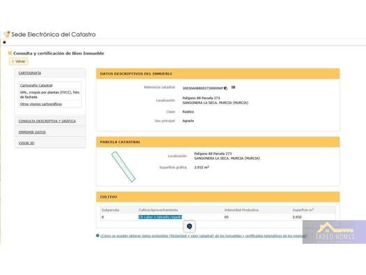 Acker-/Waldstück zum Kauf 85.000 € Poligono 88 Parcela 27 Murcia 30835