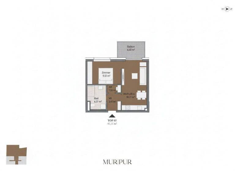 Wohnung zum Kauf - Erstbezug 209.373 € 2 Zimmer 41,1 m² 1. Geschoss Lagergasse Gries Graz,05.Bez.:Gries 8020