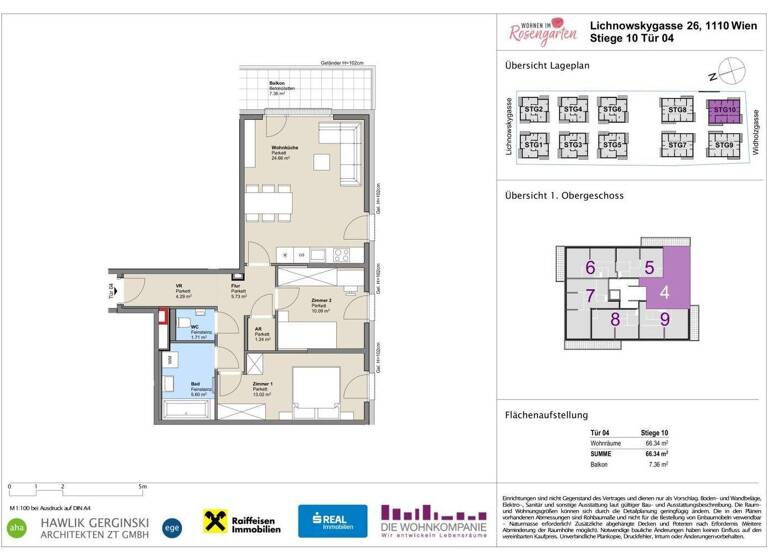 Wohnung zum Kauf - Erstbezug provisionsfrei 293.043 € 3 Zimmer 66,3 m² 1. Geschoss Lichnowskygasse 26 Wien 1110