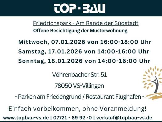 Wohnung zum Kauf - Erstbezug provisionsfrei 372.950 € 2 Zimmer 70,1 m² Vöhrenbacher Straße 47 Villingen Villingen-Schwenningen 78050