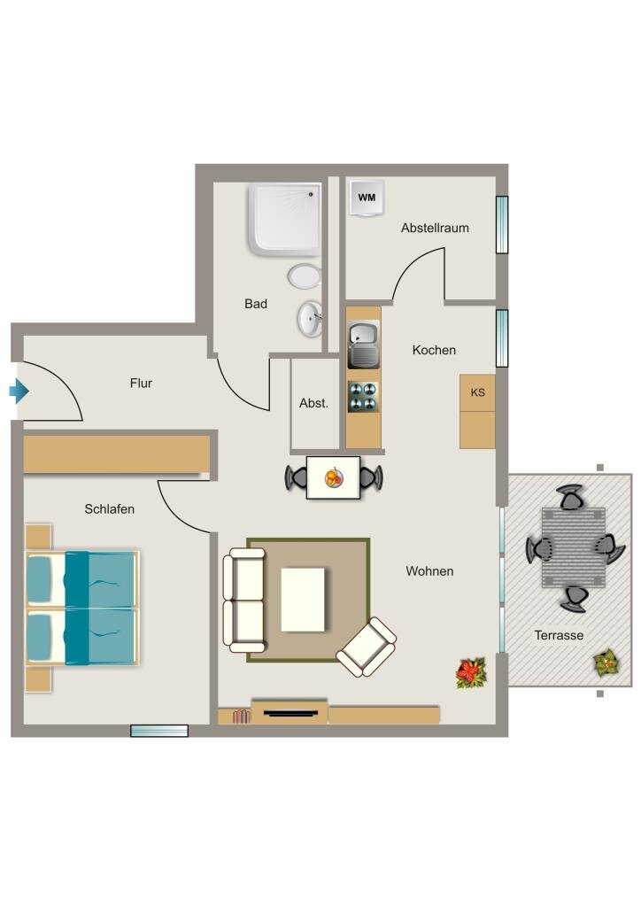 Terrassenwohnung zur Miete 653 € 2,5 Zimmer 62,1 m²<br/>Wohnfläche EG<br/>Geschoss 01.02.2025<br/>Verfügbarkeit Schürenfeld 40 Altenessen-Nord Essen 45329