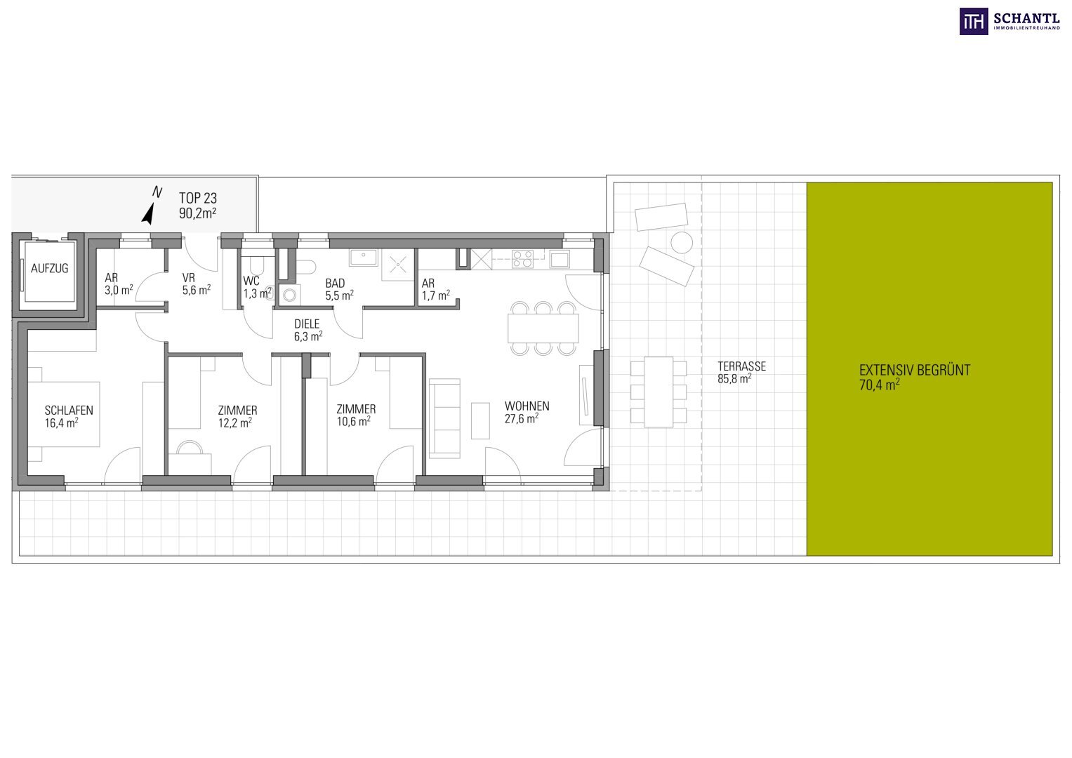 Penthouse zum Kauf 529.900 € 4 Zimmer 90,2 m²<br/>Wohnfläche 4.<br/>Geschoss Zirbenweg Kalsdorf bei Graz 8401