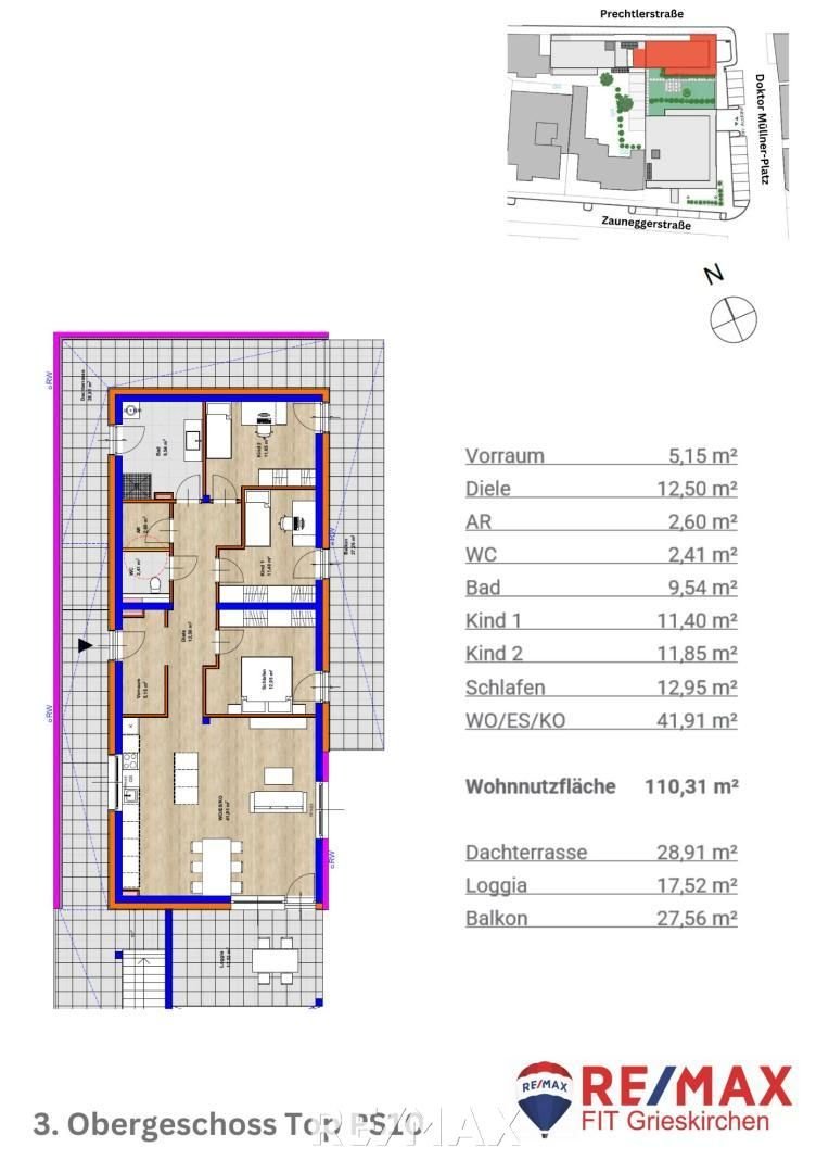 Wohnung zum Kauf 629.924 € 4 Zimmer 127,8 m²<br/>Wohnfläche 3.<br/>Geschoss Grieskirchen 4710