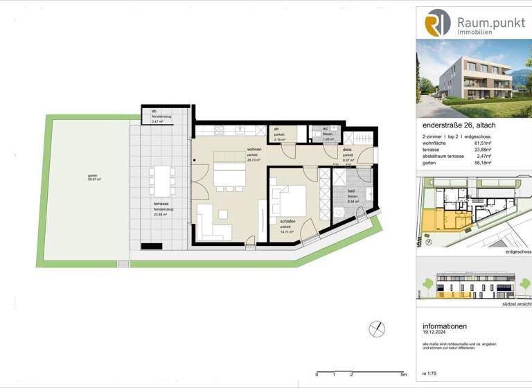 Wohnung zum Kauf - Erstbezug 435.000 € 2 Zimmer 61,5 m² EG Enderstraße 26 Altach 6844