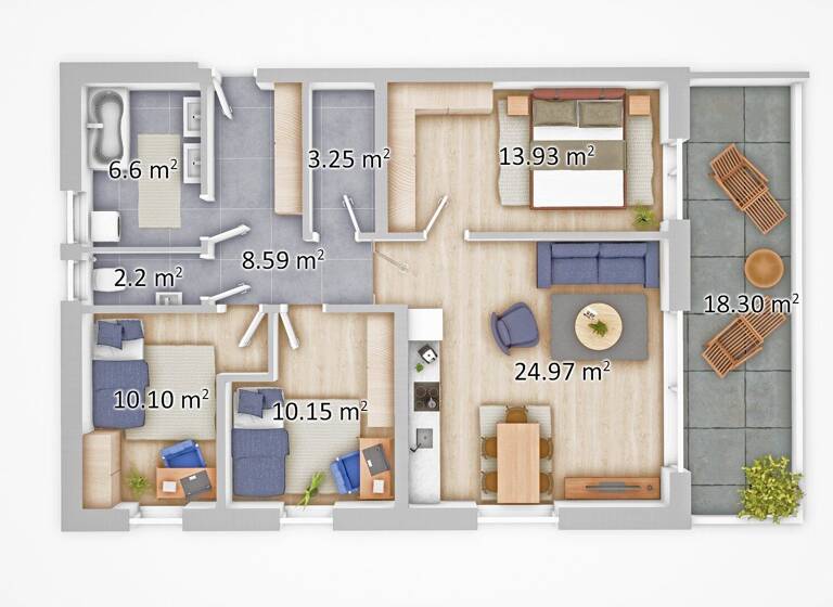 Terrassenwohnung zum Kauf - Erstbezug 390.000 € 4 Zimmer 80 m² 1. Geschoss St. Pantaleon 4303