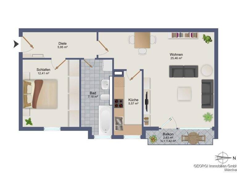Wohnung zum Kauf 360.000 € 2 Zimmer 57 m² 2. Geschoss Germering 82110