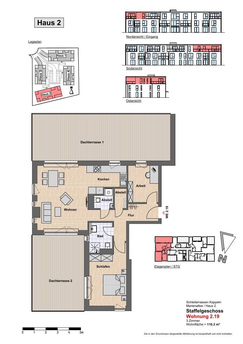 Penthouse zur Miete 1.434 € 3 Zimmer 110,3 m²<br/>Wohnfläche 2.<br/>Geschoss ab sofort<br/>Verfügbarkeit Kappeln 24376
