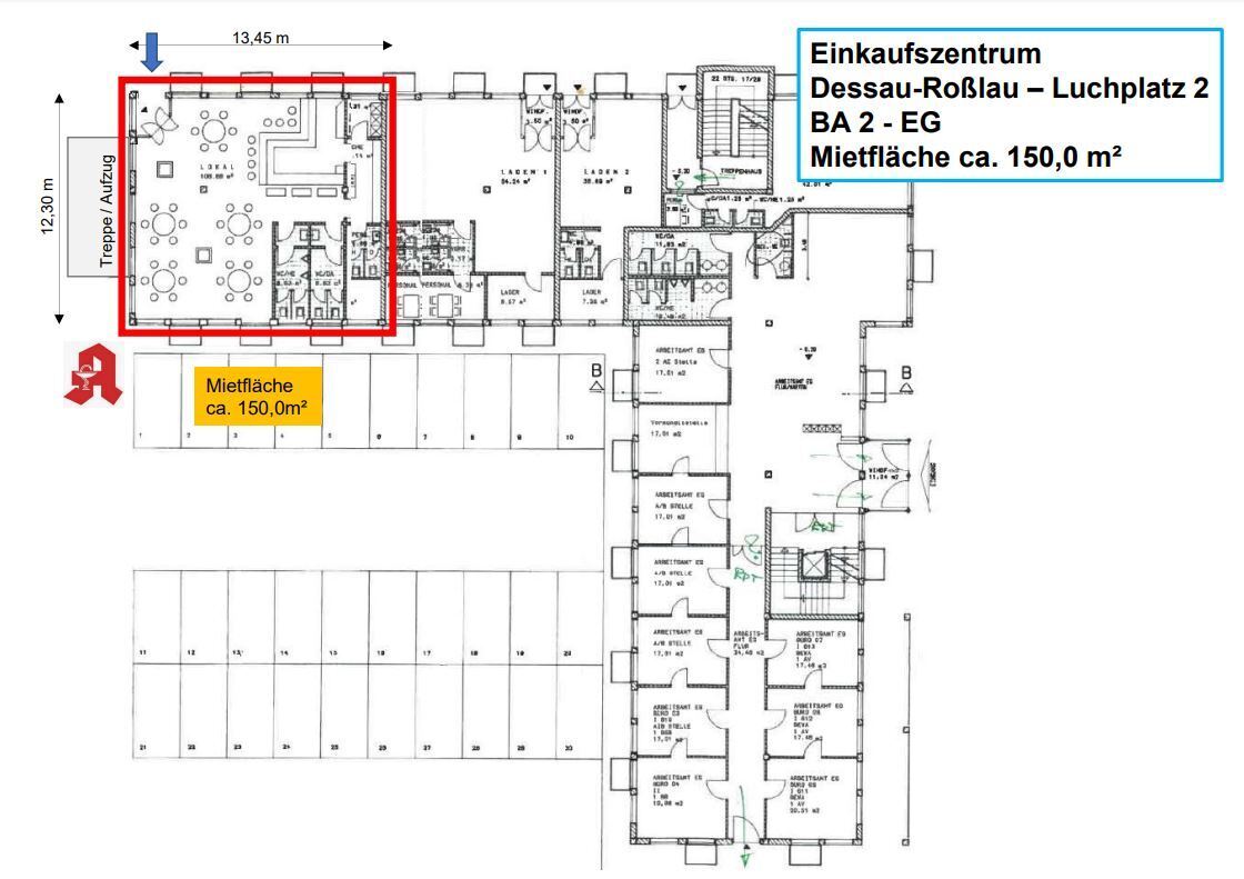 Praxis zur Miete provisionsfrei 2.500 € 150 m²<br/>Bürofläche Luchplatz 2 Roßlau 221 Dessau-Roßlau 06862