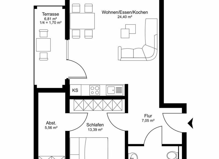Wohnung zum Kauf 234.500 € 2 Zimmer 59,8 m² Kappeln 24376