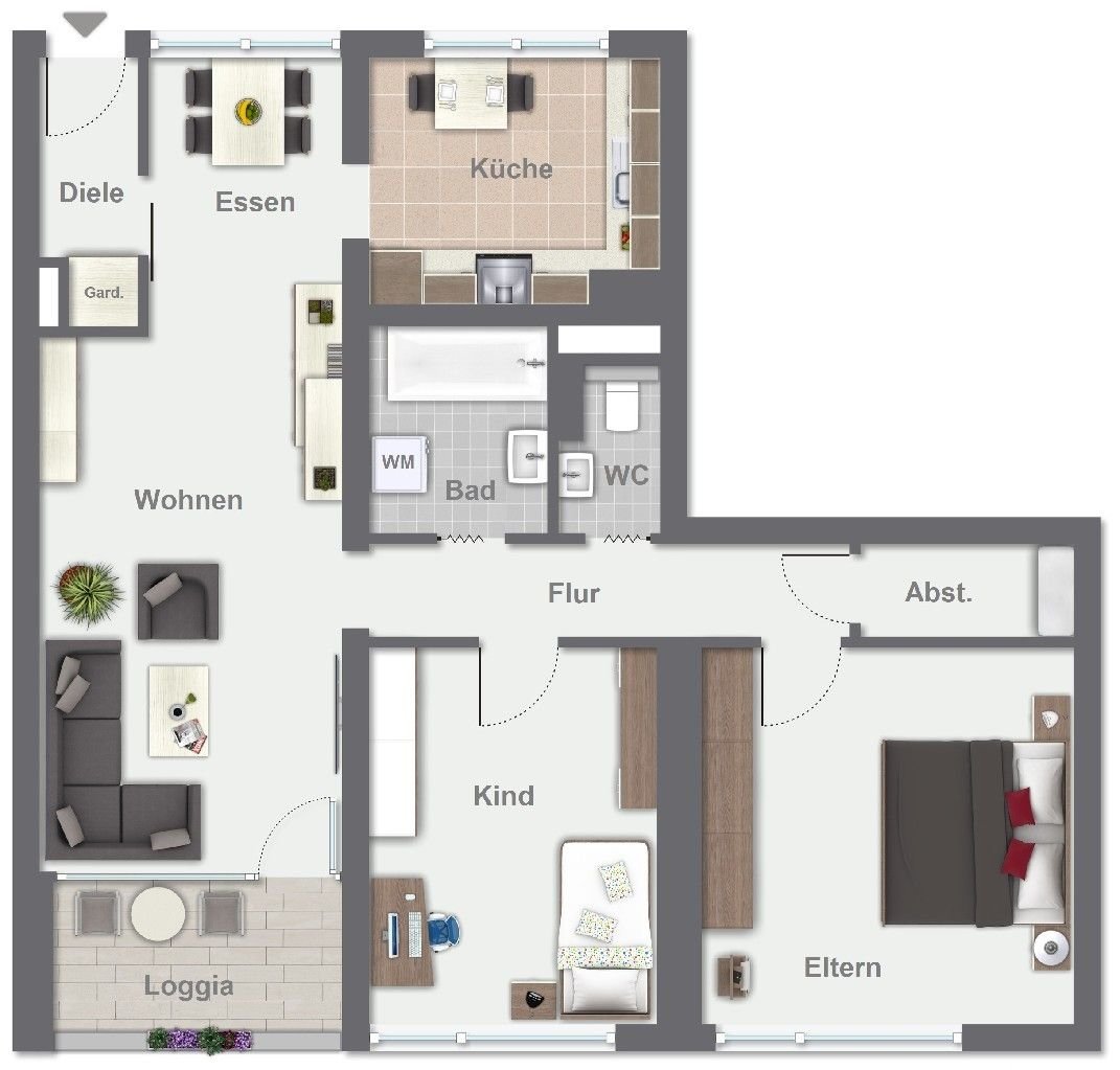 Wohnung zum Kauf 195.000 € 3 Zimmer 79 m²<br/>Wohnfläche 6.<br/>Geschoss Steinbüchel Leverkusen 51377