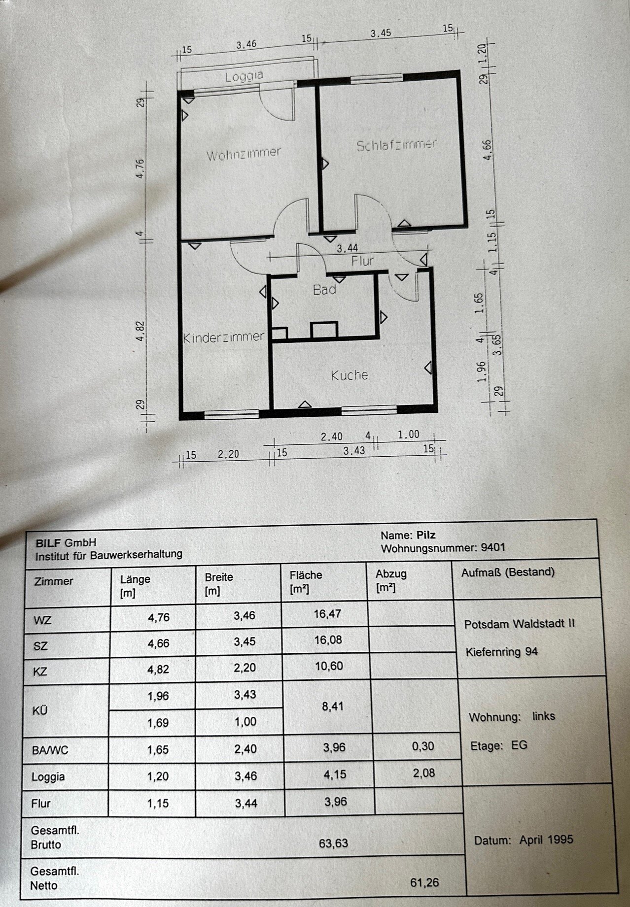 Wohnung zum Kauf 160.000 € 3 Zimmer 62 m²<br/>Wohnfläche EG<br/>Geschoss Kiefernring 94 Waldstadt II Potsdam 14478