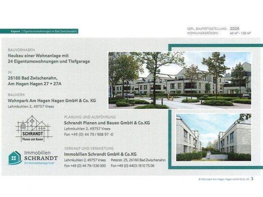 Wohnung zum Kauf - Erstbezug 417.105 € 2 Zimmer 61,1 m² Bad Zwischenahn I Bad Zwischenahn 26160