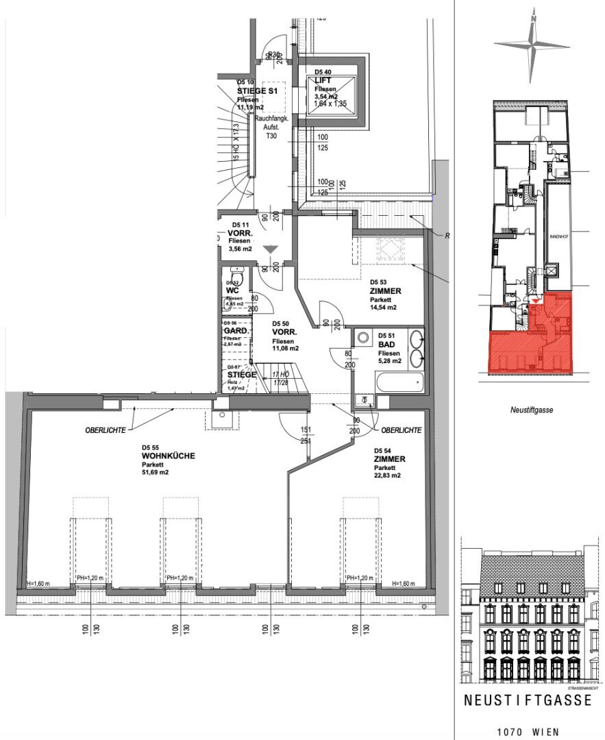 Wohnung zur Miete 1.685 € 3 Zimmer 106 m²<br/>Wohnfläche Wien 1070