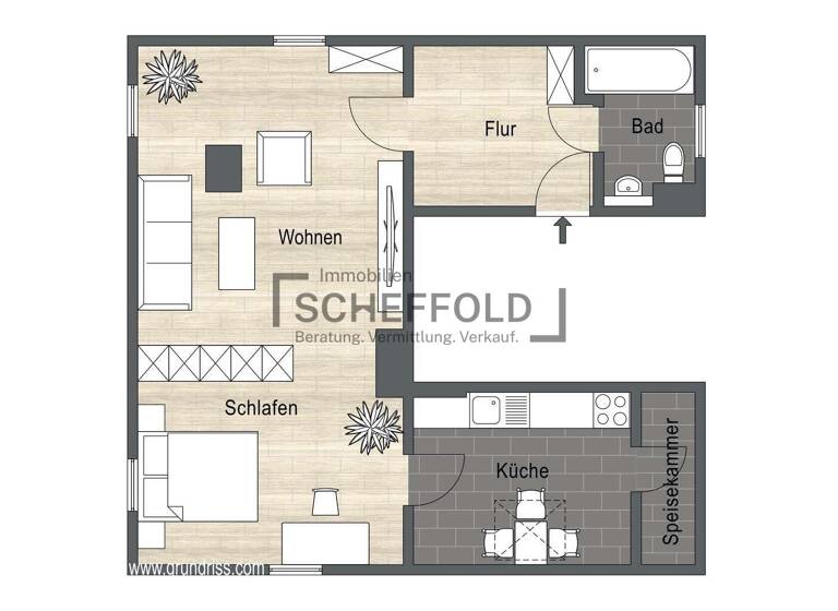 Wohnung zum Kauf 149.900 € 1,5 Zimmer 44,9 m²<br/>Wohnfläche Dachgeschoss, 4.<br/>Geschoss Laupheim Laupheim 88471